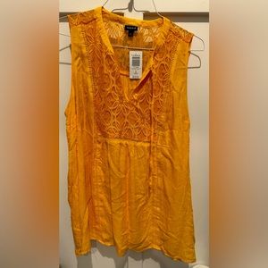 Torrid Sleeveless shirt bright yellow with crochet tr